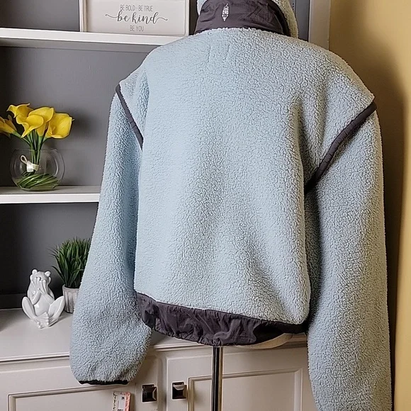Free People Movement Cozy Ice Flow Blue Fleece Nylon Jacket - Picture 5 of 15